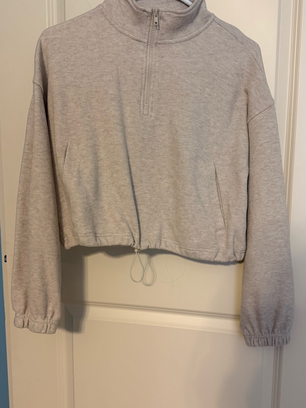 Forever 21 Light Heather Gray Half-Zip Cropped Sweatshirt